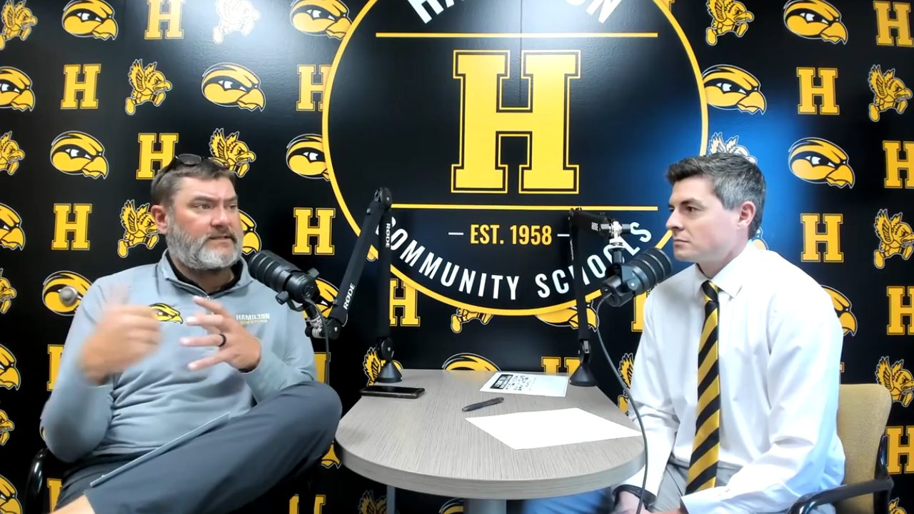Athletic Director Eric Talsma being interviewed for the H2Know episode on Hamilton athletics